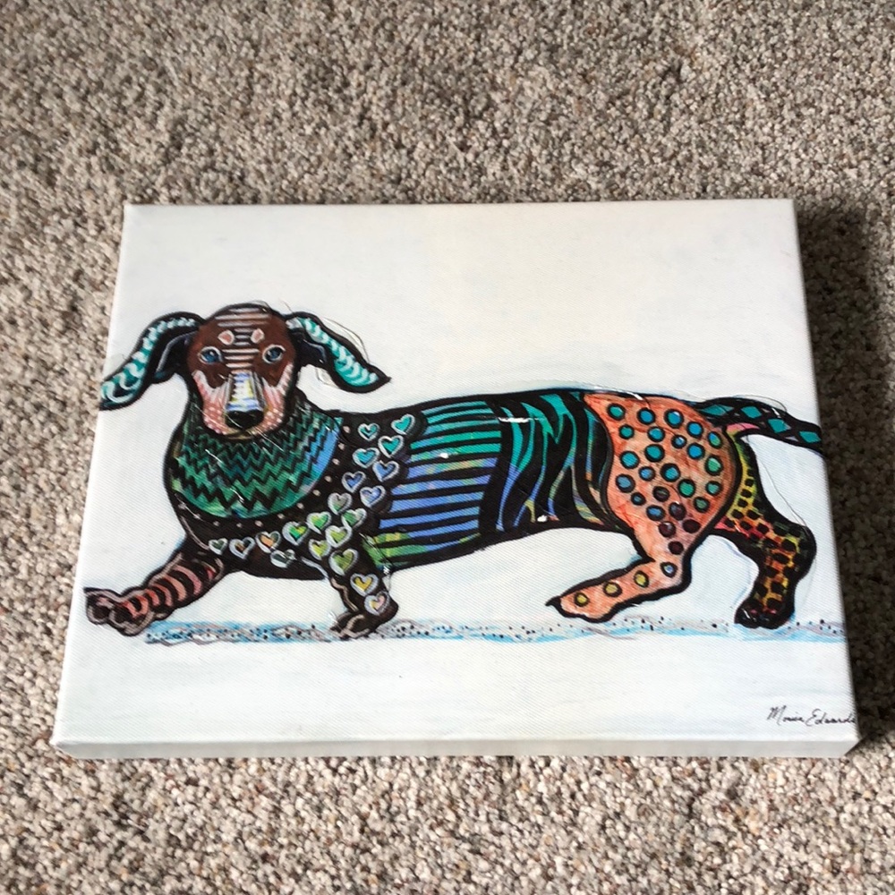 Hand painted doggie wall art 10 x 8” very cute - Picture 1 of 3